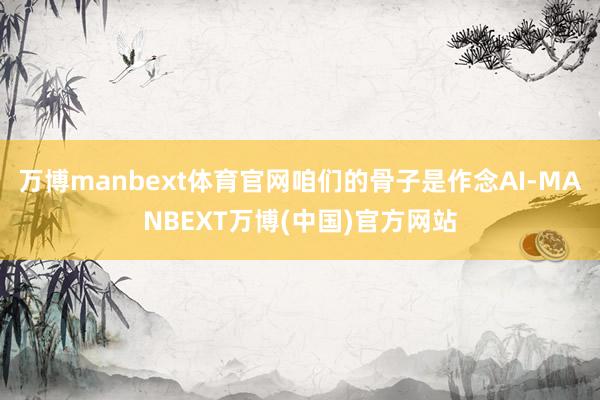 万博manbext体育官网咱们的骨子是作念AI-MANBEXT万博(中国)官方网站